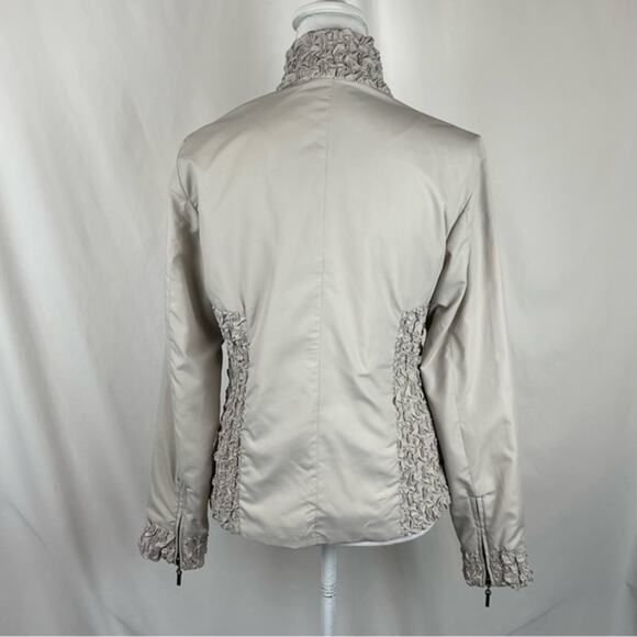Anthropologie Luii Tan Ruched Zippered Neutral Versatile Jacket NWOT Size S - Picture 6 of 13